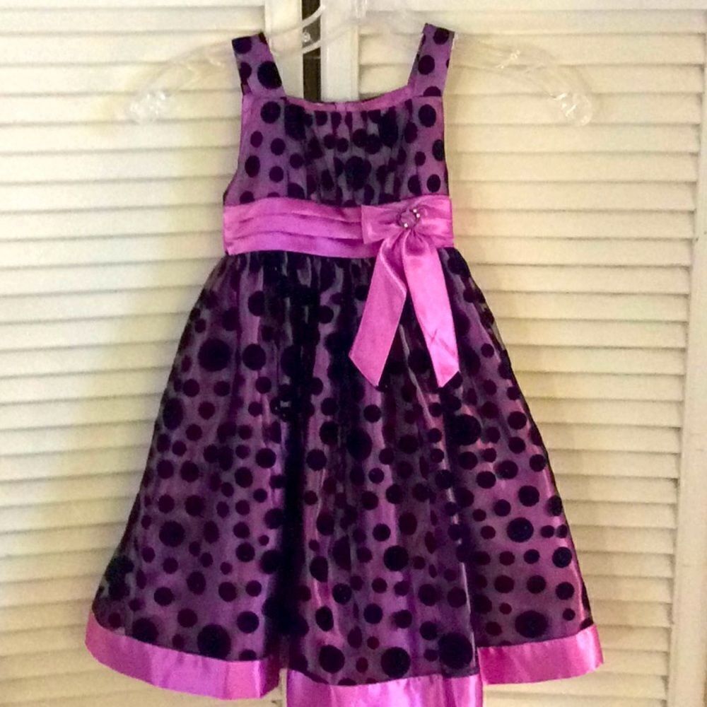 Girls 4T Purple Black Polka dot lined petticoat